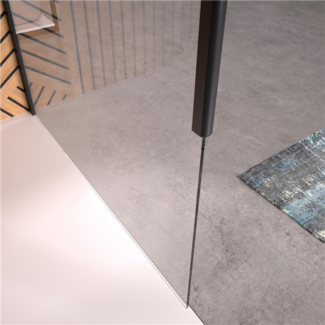 Mât fixation plafond noir mat pour verre 6 ou 8 mm