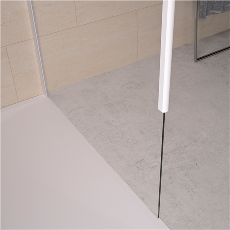 Mât fixation plafond blanc grainé pour verre 6 ou 8 mm