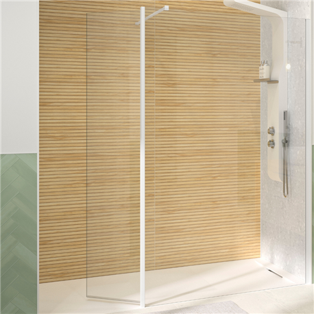 Volet pivotant pour paroi walk-in Solo Design 6 blanc mat Volet pivotant pour paroi walk-in Solo Design 6 blanc mat