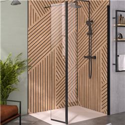 Volet pivotant de douche Solo 6+ transparent 35 cm pour paroi walk-in Solo 6+ noir mat