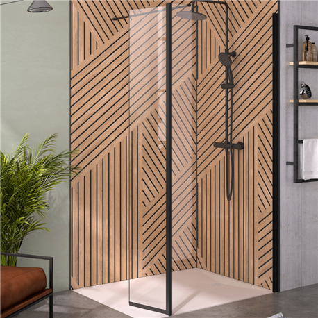 Volet pivotant de douche Solo 6+ transparent 35 cm pour paroi walk-in Solo 6+ noir mat