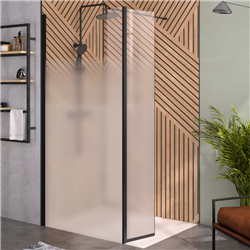 Volet pivotant de douche Solo 6+ gauche sérigraphie Cosmos 35 cm pour paroi walk-in Solo 6+ noir mat