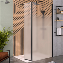 Volet pivotant de douche Solo 6+ droite sérigraphie Cosmos 35 cm pour paroi walk-in Solo 6+ noir mat