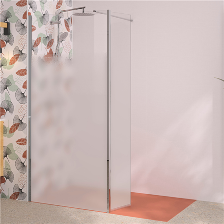 Volet pivotant de douche Solo 6+ gauche sérigraphie Cosmos 35 cm pour paroi walk-in Solo 6+ chromé Volet pivotant de douche Solo 6+ gauche sérigraphie Cosmos 35 cm pour paroi walk-in Solo 6+ chromé