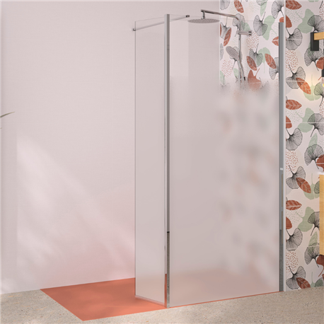 Volet pivotant de douche Solo 6+ droite sérigraphie Cosmos 35 cm pour paroi walk-in Solo 6+ chromé