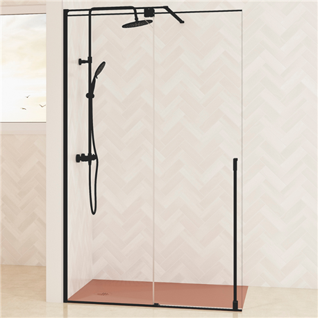 Paroi de douche Solo C coulissante transparente 120 cm H200 cm profilé noir mat Paroi de douche Solo C coulissante transparente 120 cm H200 cm profilé noir mat