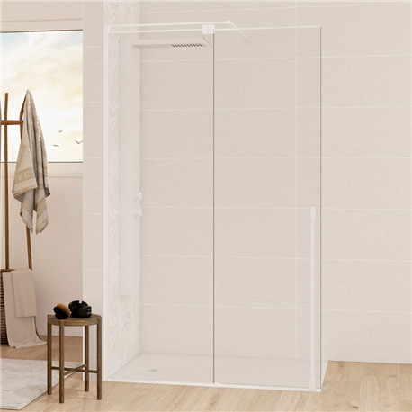 Paroi de douche Solo C coulissante transparente 160 cm H200 cm profilé blanc mat Paroi de douche Solo C coulissante transparente 160 cm H200 cm profilé blanc mat