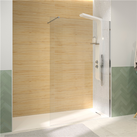 Paroi de douche avec barre de renfort 70 cm H.190 cm profilé chromé