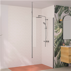 Paroi de douche Solo 6+ transparent 80 cm H.225 cm profilé chromé Mât fixation plafond