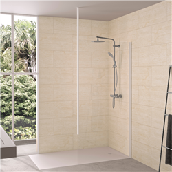 Paroi de douche Solo 6+ transparent 120 cm H.200 cm profilé profilé blanc grainé Mât fixation plafond