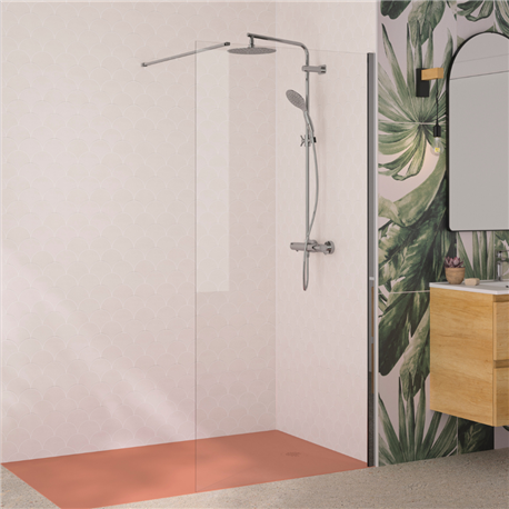 Paroi de douche Solo 6+ transparent 80 cm H.200 cm profilé chromé Paroi de douche Solo 6+ transparent 80 cm H.200 cm profilé chromé