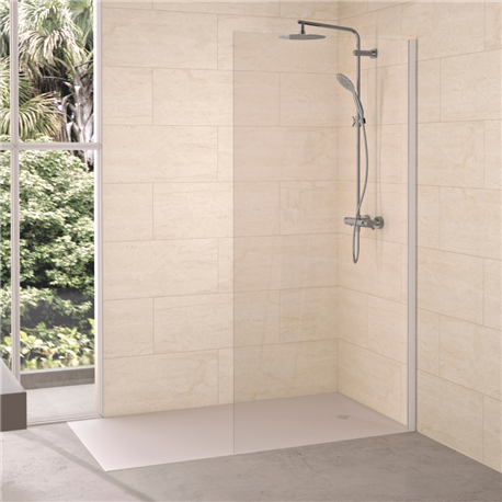 Paroi de douche Solo 6+ transparent 70 cm H.200 cm profilé profilé blanc grainé Paroi de douche Solo 6+ transparent 70 cm H.200 cm profilé profilé blanc grainé
