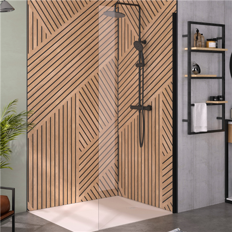 Paroi de douche Solo 6+ transparent 160 cm H.200 cm profilé noir mat Paroi de douche Solo 6+ transparent 160 cm H.200 cm profilé noir mat