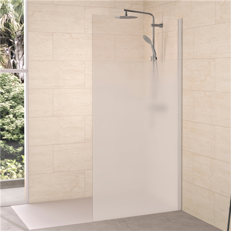 Paroi de douche Solo 6+ sérigraphie Cosmos XL 140 cm H.200 cm profilé profilé blanc grainé Paroi de douche Solo 6+ sérigraphie Cosmos XL 140 cm H.200 cm profilé profilé blanc grainé