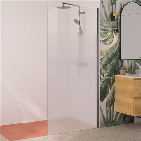 Paroi de douche Solo 6+ sérigraphie Cosmos XL 70 cm H.200 cm profilé chromé Paroi de douche Solo 6+ sérigraphie Cosmos XL 70 cm H.200 cm profilé chromé