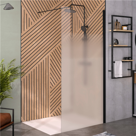 Paroi de douche Solo 6+ sérigraphie Cosmos XL 80 cm H.200 cm profilé noir mat Paroi de douche Solo 6+ sérigraphie Cosmos XL 80 cm H.200 cm profilé noir mat
