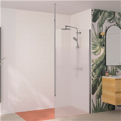 Paroi de douche Solo 6+ sérigraphie Cosmos XL 120 cm H.200 cm profilé chromé Mât fixation plafond