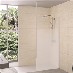 Paroi de douche Solo 6+ sérigraphie Cosmos XL 140 cm H.200 cm profilé profilé blanc grainé Mât fixation plafond