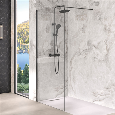 Paroi de douche Solo Design transparent 90 cm H200 cm profilé noir mat Paroi de douche Solo Design transparent 90 cm H200 cm profilé noir mat