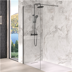 Paroi de douche Solo Design transparent 100 cm H200 cm profilé noir mat