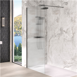Paroi de douche Solo Design flûte 80 cm H200 cm profilé noir mat