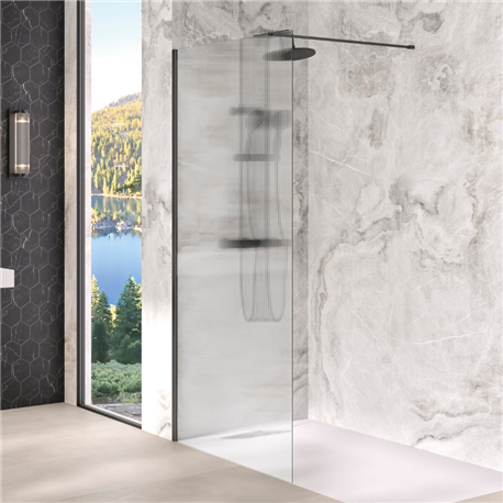 Paroi de douche Solo Design flûte 80 cm H200 cm profilé noir mat
