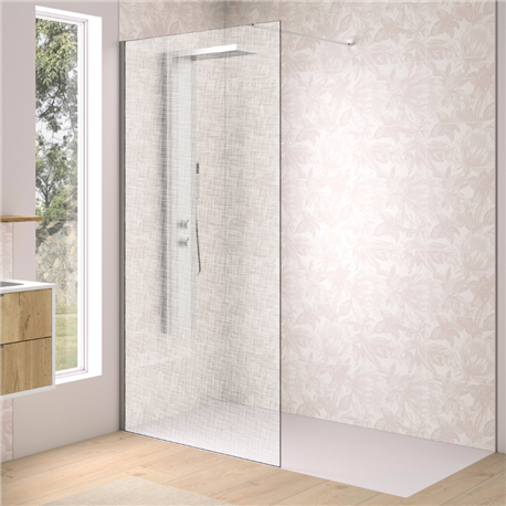 Paroi de douche Solo Design serigraphie tissage 90 cm H200 cm profilé inox brossé Paroi de douche Solo Design serigraphie tissage 90 cm H200 cm profilé inox brossé