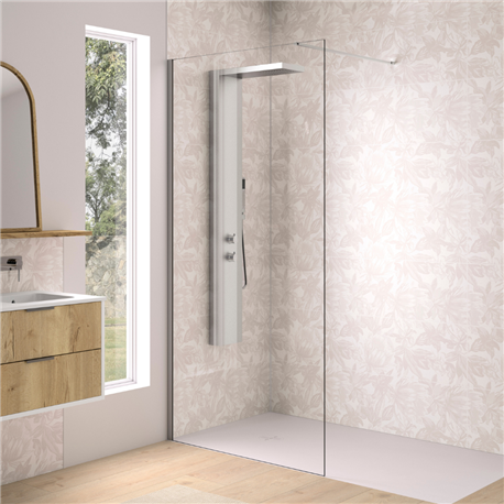 Paroi de douche Solo Design transparent 80 cm H200 cm profilé inox brossé Paroi de douche Solo Design transparent 80 cm H200 cm profilé inox brossé
