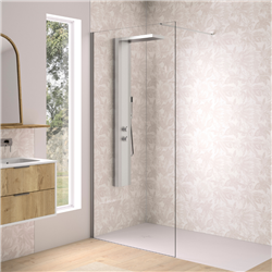 Paroi de douche Solo Design transparent 140 cm H200 cm profilé inox brossé