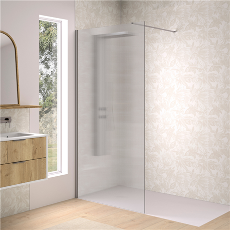 Paroi de douche Solo Design flûte 100 cm H200 cm profilé inox brossé Paroi de douche Solo Design flûte 100 cm H200 cm profilé inox brossé