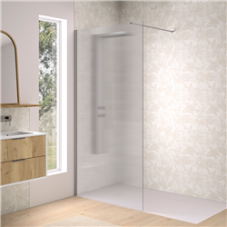 Paroi de douche Solo Design flûte 90 cm H200 cm profilé inox brossé