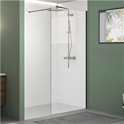 Paroi de douche Solo Design serigraphie tissage 80 cm H200 cm profilé graphite brossé