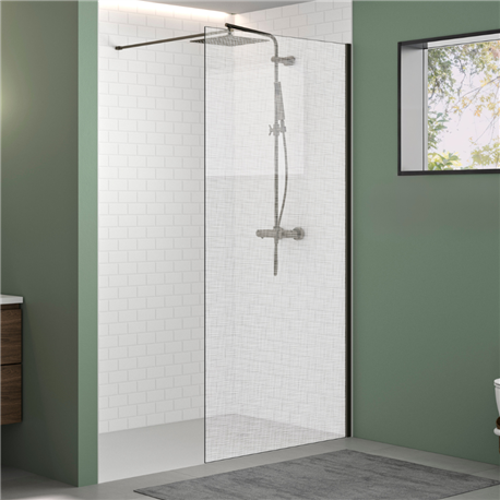 Paroi de douche Solo Design serigraphie tissage 80 cm H200 cm profilé graphite brossé