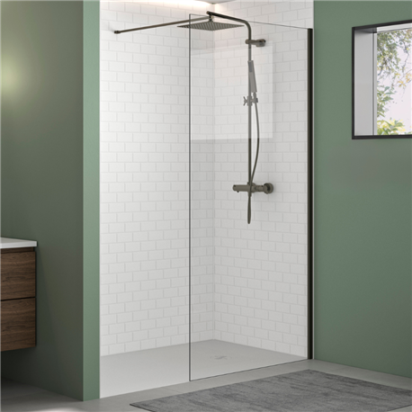 Paroi de douche Solo Design transparent 140 cm H200 cm profilé graphite brossé Paroi de douche Solo Design transparent 140 cm H200 cm profilé graphite brossé