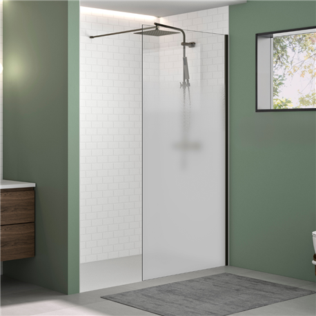 Paroi de douche Solo Design sérigraphiée cosmos XL 140 cm H200 cm Profilé graphite brossé Paroi de douche Solo Design sérigraphiée cosmos XL 140 cm H200 cm Profilé graphite brossé