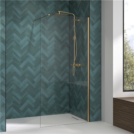 Paroi de douche Solo Design transparent 120 cm H200 cm profilé profilé or brossé Paroi de douche Solo Design transparent 120 cm H200 cm profilé profilé or brossé
