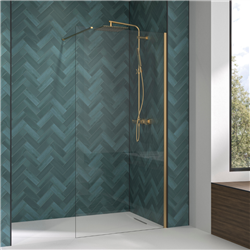 Paroi de douche Solo Design transparent 90 cm H200 cm profilé profilé or brossé