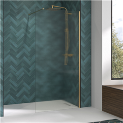 Paroi de douche Solo Design flûte 90 cm H200 cm profilé profilé or brossé