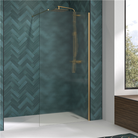 Paroi de douche Solo Design flûte 120 cm H200 cm profilé profilé or brossé Paroi de douche Solo Design flûte 120 cm H200 cm profilé profilé or brossé