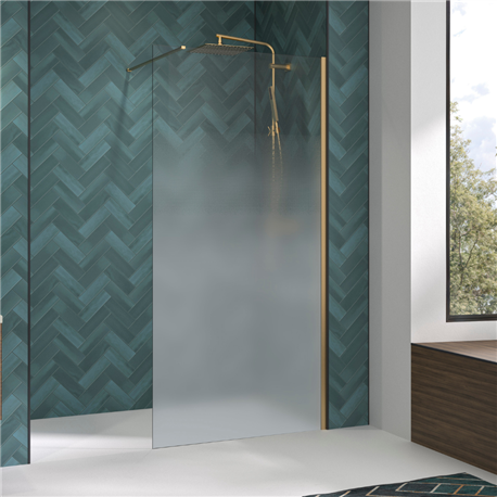 Paroi de douche Solo Design sérigraphiée cosmos XL 120 cm H200 cm Profilé or brossé Paroi de douche Solo Design sérigraphiée cosmos XL 120 cm H200 cm Profilé or brossé