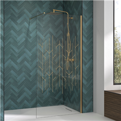 Paroi de douche Solo Design serigraphie art déco 100 cm H200 cm profilé profilé or brossé