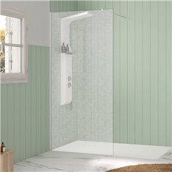 Paroi de douche Solo Design serigraphie tissage 140 cm H200 cm profilé blanc grainé