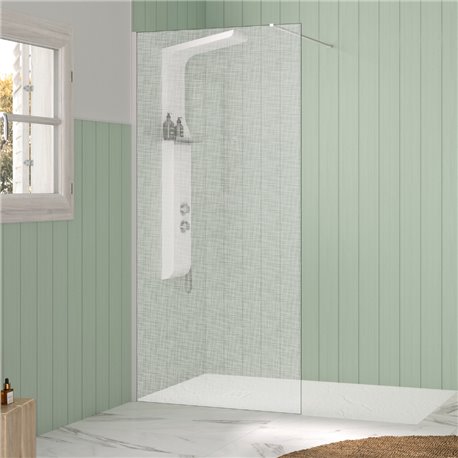 Paroi de douche Solo Design serigraphie tissage 100 cm H200 cm profilé blanc grainé Paroi de douche Solo Design serigraphie tissage 100 cm H200 cm profilé blanc grainé