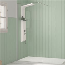 Paroi de douche Solo Design transparent 140 cm H200 cm profilé blanc grainé