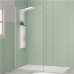 Paroi de douche Solo Design flûte 140 cm H200 cm profilé blanc grainé