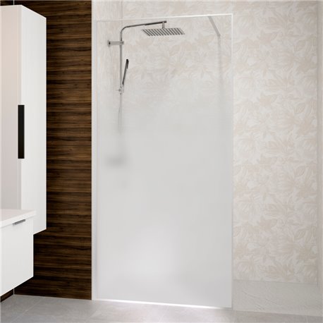 Paroi de douche Solo Design+ sérigraphie cosmos XL 100 cm H200 cm Profilé blanc grainé profilé à gauche Paroi de douche Solo Design+ sérigraphie cosmos XL 100 cm H200 cm Profilé blanc grainé profilé à gauche