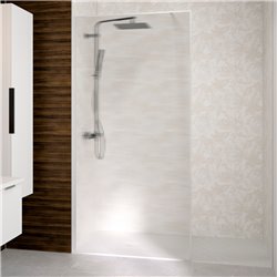 Paroi de douche Solo Design+ flûte 140 cm H200 cm Profilé blanc grainé Profilé mural à gauche