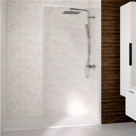 Paroi de douche Solo Design+ flûte 90 cm H200 cm Profilé blanc grainé Profilé mural à droite