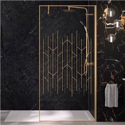 Paroi de douche Solo Design+ sérigraphié art déco 120 cm H200 cm profilé or brossé