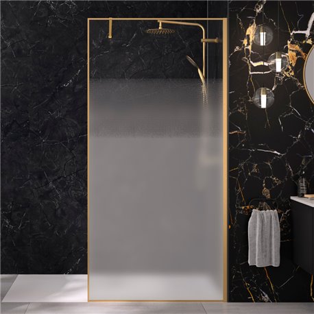 Paroi de douche Solo Design+ sérigraphie cosmos XL 120 cm H200 cm Profilé or brossé profilé à droite Paroi de douche Solo Design+ sérigraphie cosmos XL 120 cm H200 cm Profilé or brossé profilé à droite